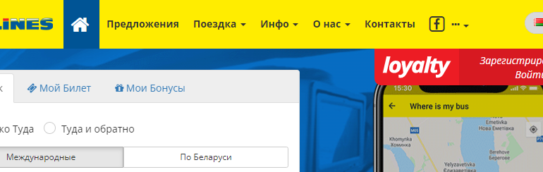 Сайт, Эколайнс Минск, Личный кабинет, Купить билет